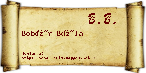 Bobár Béla névjegykártya